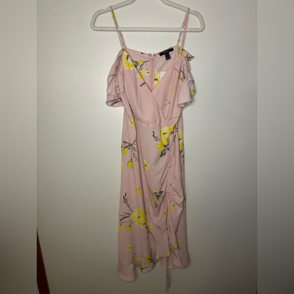 Forever 21 Pink Maxi Dress with Yellow Floral Design